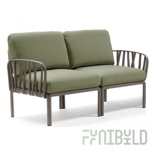 Plastic sofa with cushions Komodo 2, frame color tortora, upholstery jungle