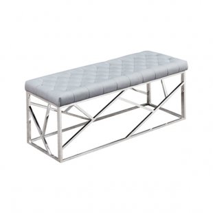 Art Deco bench, grey velvet, silver