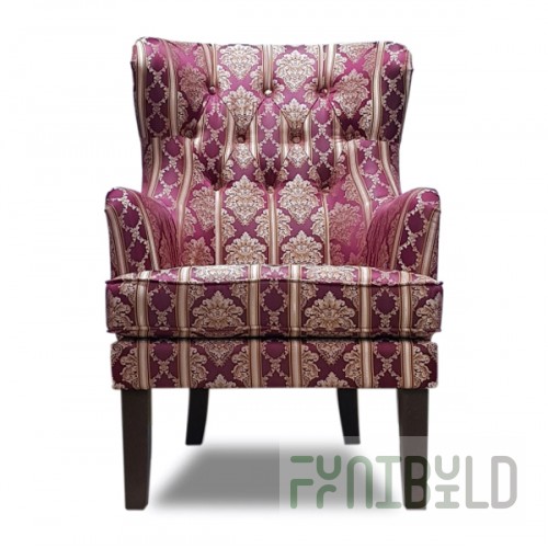 Alba armchair, red, with pattern