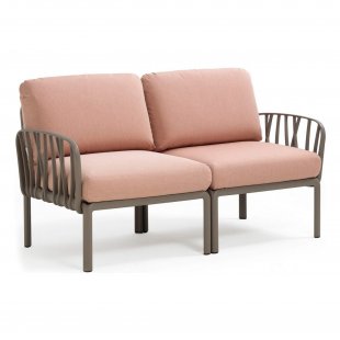 Plastic sofa with cushions Komodo 2, frame color tortora, upholstery pink