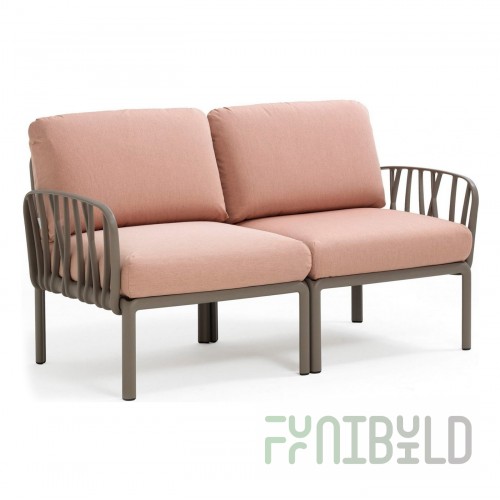 Plastic sofa with cushions Komodo 2, frame color tortora, upholstery pink