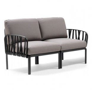 Plastic sofa with cushions Komodo 2, frame color anthracite, upholstery gray