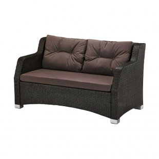 Bekler Faux Rattan Woven Sofa, Brown