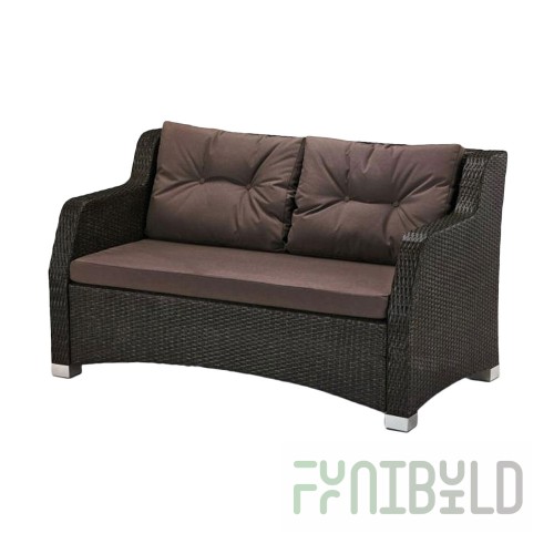 Bekler Faux Rattan Woven Sofa, Brown