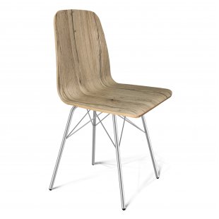 Chair De-Witt oak kera, chrome