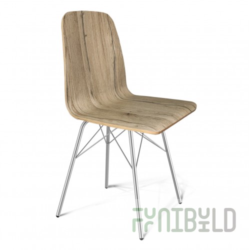 Chair De-Witt oak kera, chrome