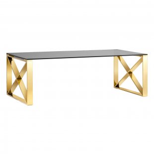 Coffee table 120*60 Cross gold glass smoke