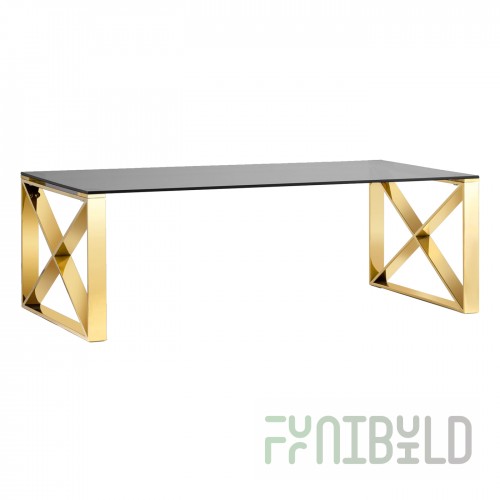 Coffee table 120*60 Cross gold glass smoke