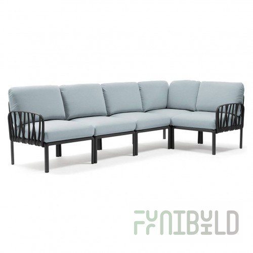 Plastic sofa with cushions Komodo 5 anthracite/ice