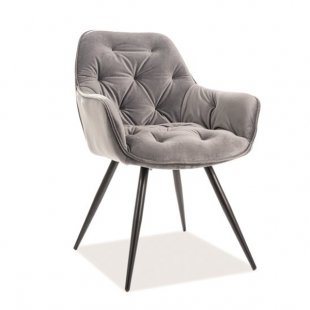 Signal cherry velvet chair, grey