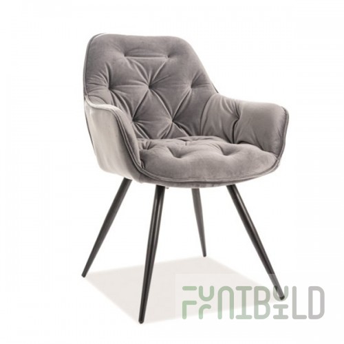 Signal cherry velvet chair, grey