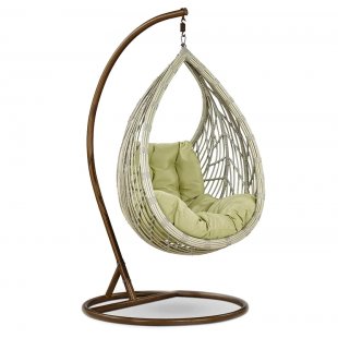 Hanging chair Puklice beige made of artificial rattan