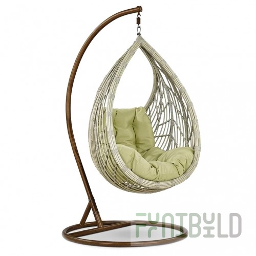 Hanging chair Puklice beige made of artificial rattan