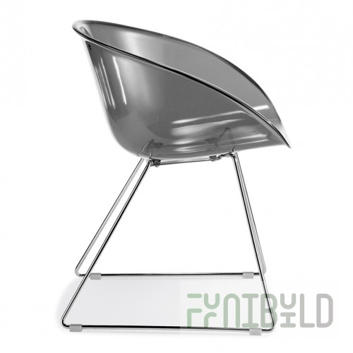 Chair transparent on runners Gliss gray