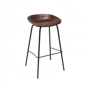 Bar stool Turin, brown eco-leather, black legs