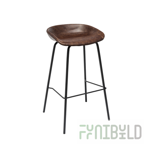Bar stool Turin, brown eco-leather, black legs