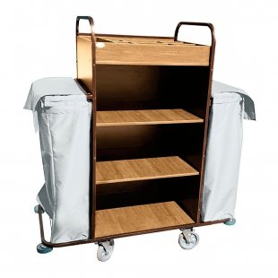 Trolley with stainless steel frame made of MDF, elongated, light