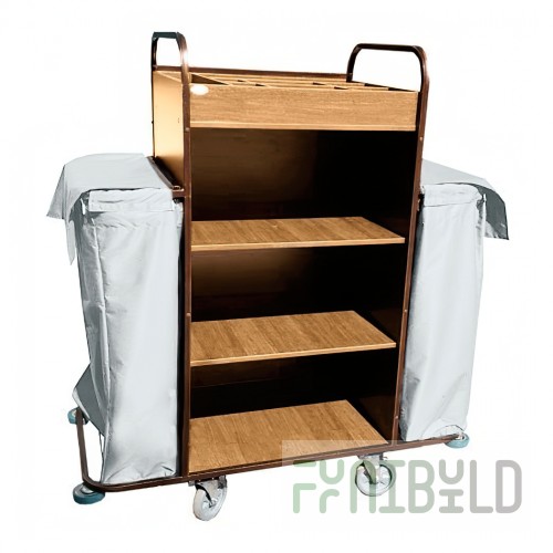 Trolley with stainless steel frame made of MDF, elongated, light