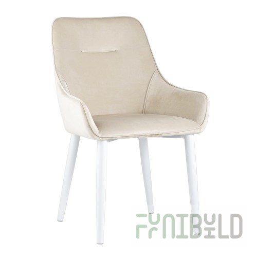 Chair Diana beige velour, white legs