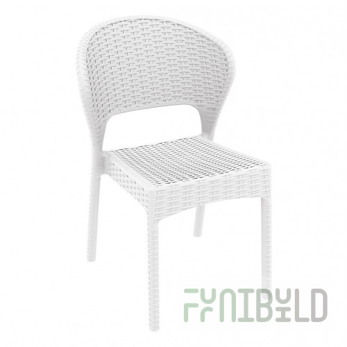 Chair plastic wicker Daytona, white