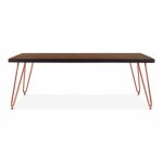 Harpin table, dark brown top, pink frame
