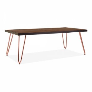 Harpin table, dark brown top, pink frame