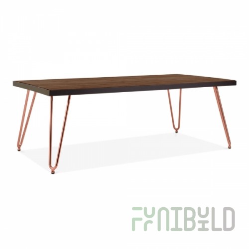 Harpin table, dark brown top, pink frame