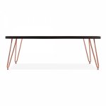 Harpin table, dark brown top, pink frame