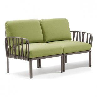 Plastic sofa with cushions Komodo 2, frame color tortora, upholstery avocado