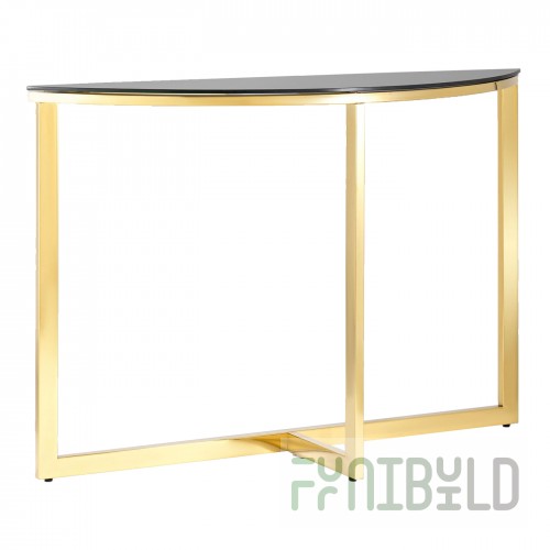Console semicircular Alba 115*30 gold glass black