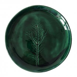 Shallow dinner plate in malachite