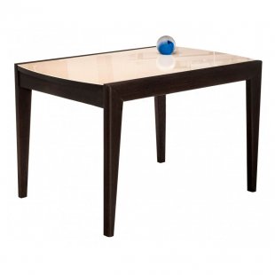 Glass table Oliver beige / premium walnut