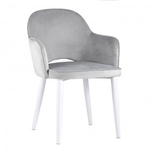 Chair Venus, grey velour, white legs