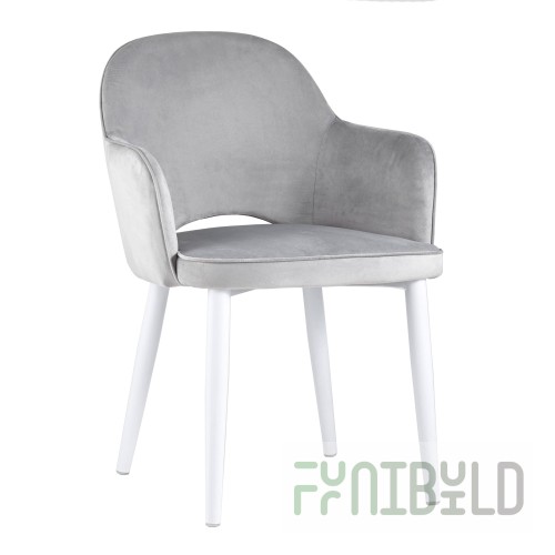 Chair Venus, grey velour, white legs