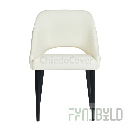 Chair Mila, light gray eco-leather, black legs