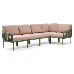Plastic sofa with cushions Komodo 5 agave/pink