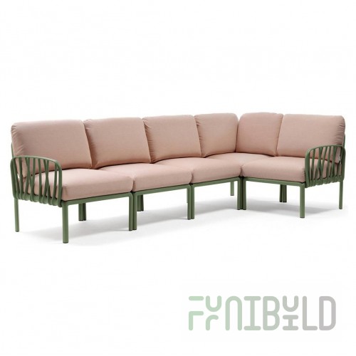 Plastic sofa with cushions Komodo 5 agave/pink