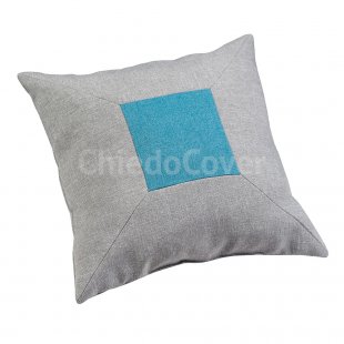Pillow with blue square