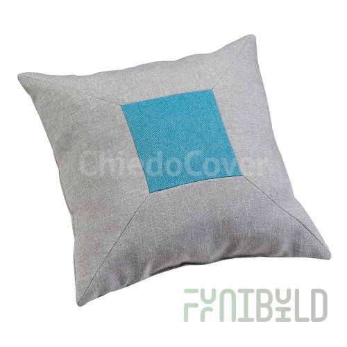 Pillow with blue square