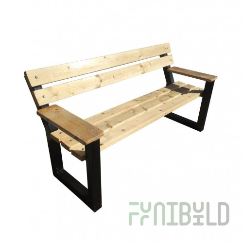 Modern bench with backrest, 200 cm