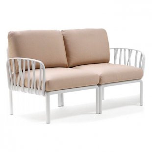 Plastic sofa with cushions Komodo 2, white/beige