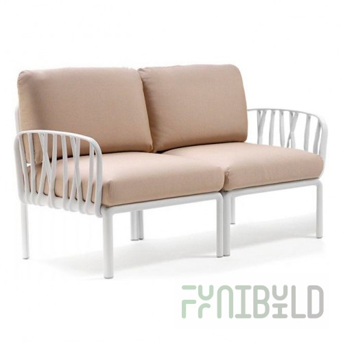 Plastic sofa with cushions Komodo 2, white/beige