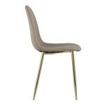 Valencia chair, brown eco-leather, golden legs