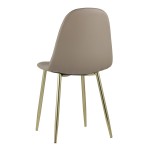 Valencia chair, brown eco-leather, golden legs