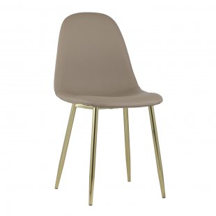 Valencia chair, brown eco-leather, golden legs
