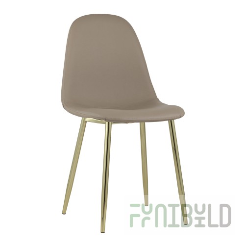Valencia chair, brown eco-leather, golden legs