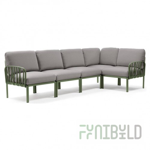 Plastic sofa with cushions Komodo 5 agave/gray