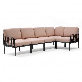 Plastic sofa with cushions Komodo 5 black/peach