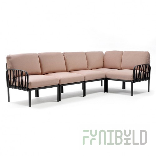 Plastic sofa with cushions Komodo 5 black/peach