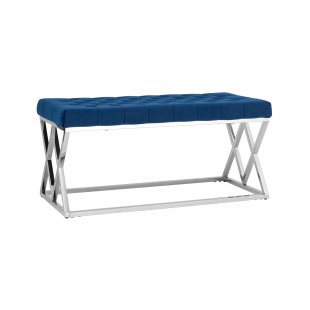 Bench Insignia, blue velvet, silver